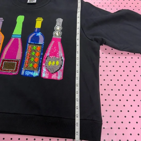 EXTREMELY RARE Queen of Sparkles Bottles Sequin Gems Sweatshirt NWOT